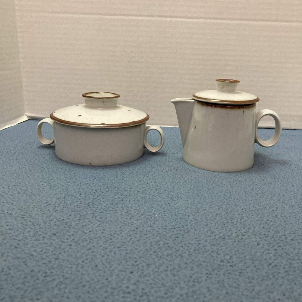 VTG Dansk Designs Denmark NR Brown Mist 5" Stoneware Cream & Sugar with Lids